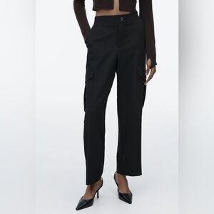Zara STRAIGHT FIT CARGO black PANTS XL